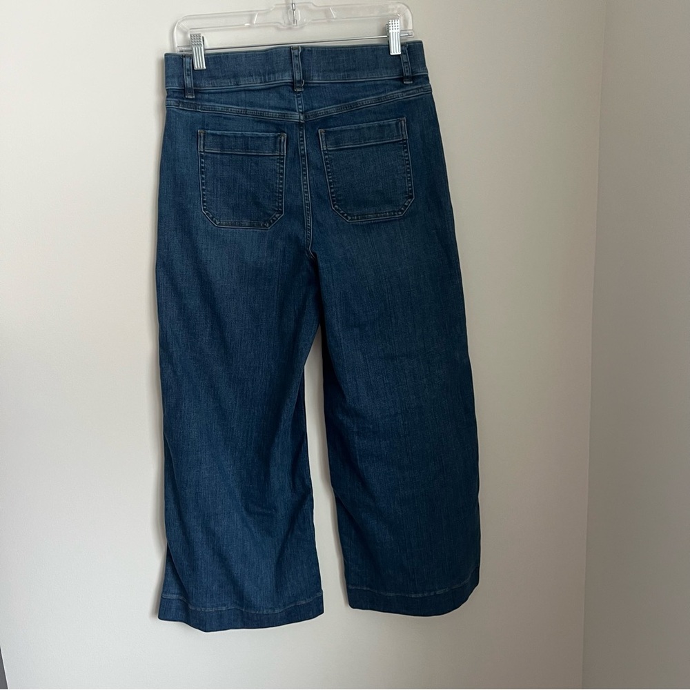 SPANX Shape Everywear Cropped Wide Leg Patch Pocket Jeans Women's Medium - Picture 3 of 8